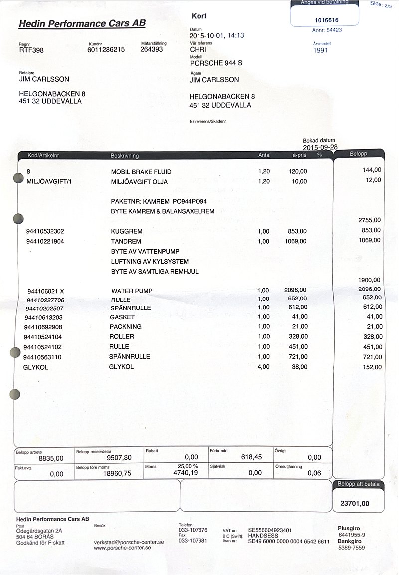 Dokumentation för 1991 PORSCHE 944 S2