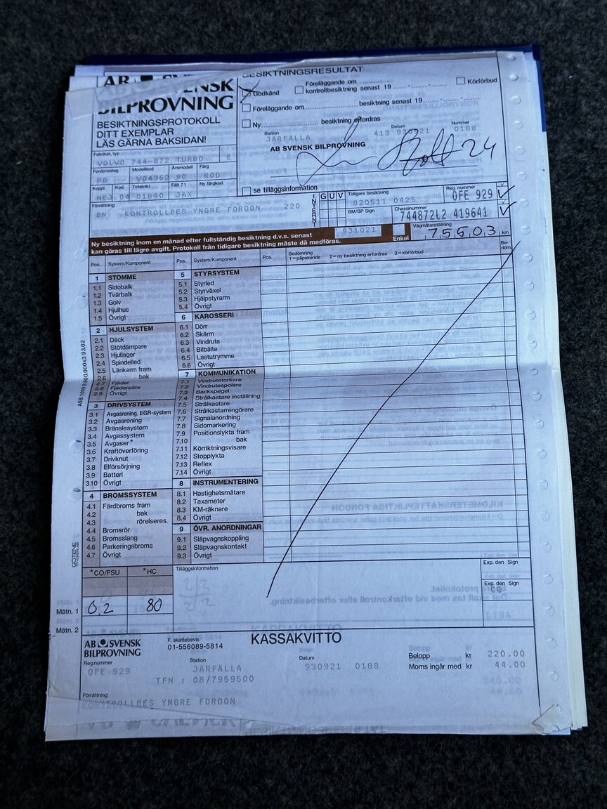 Dokumentation för 1990 VOLVO 740 Turbo