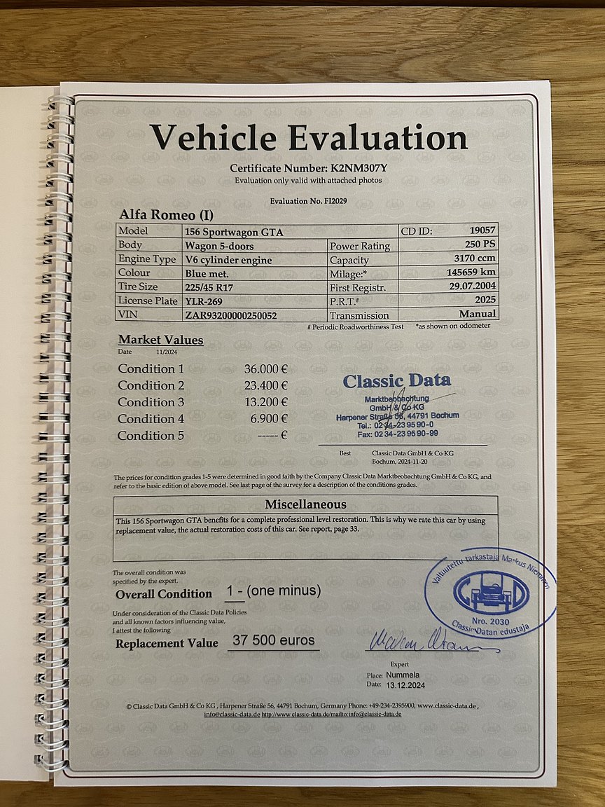 Documentation for 2004 Alfa Romeo 156 GTA