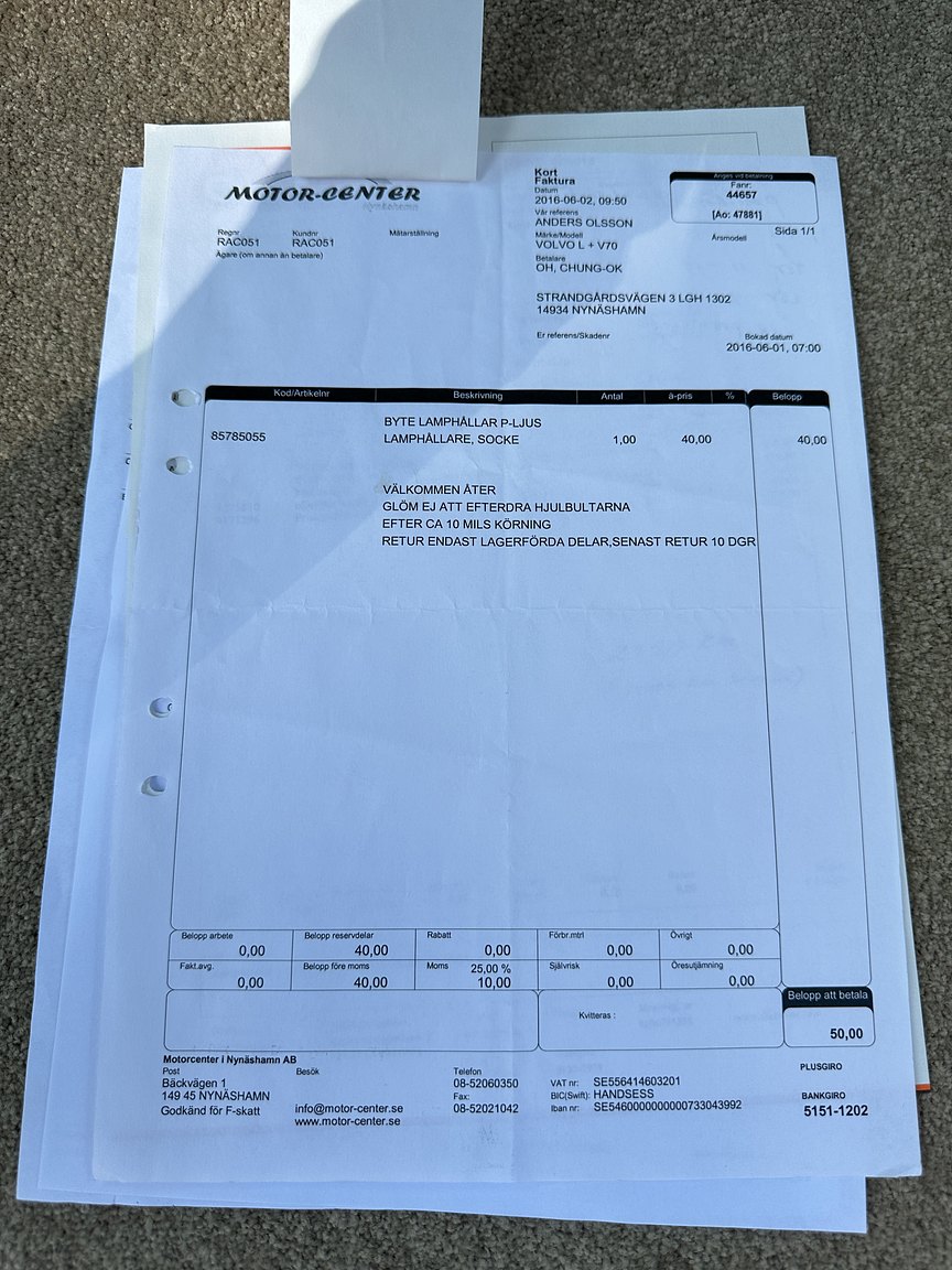 Dokumentation för 2000 Volvo V70 XC 2.4 T AWD 