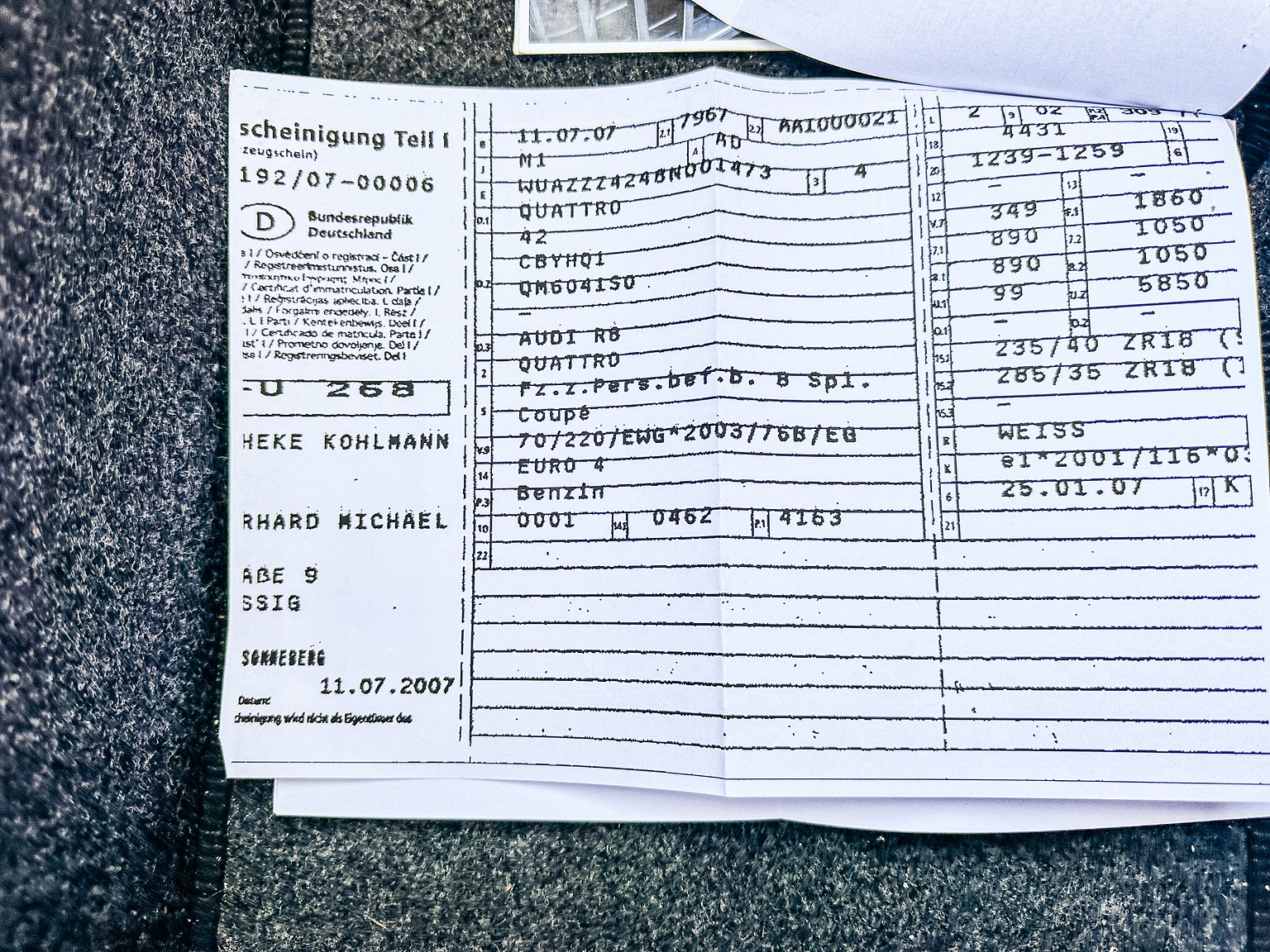Documentation for 2008 Audi R8 4.2 V8 Turbo Manuell