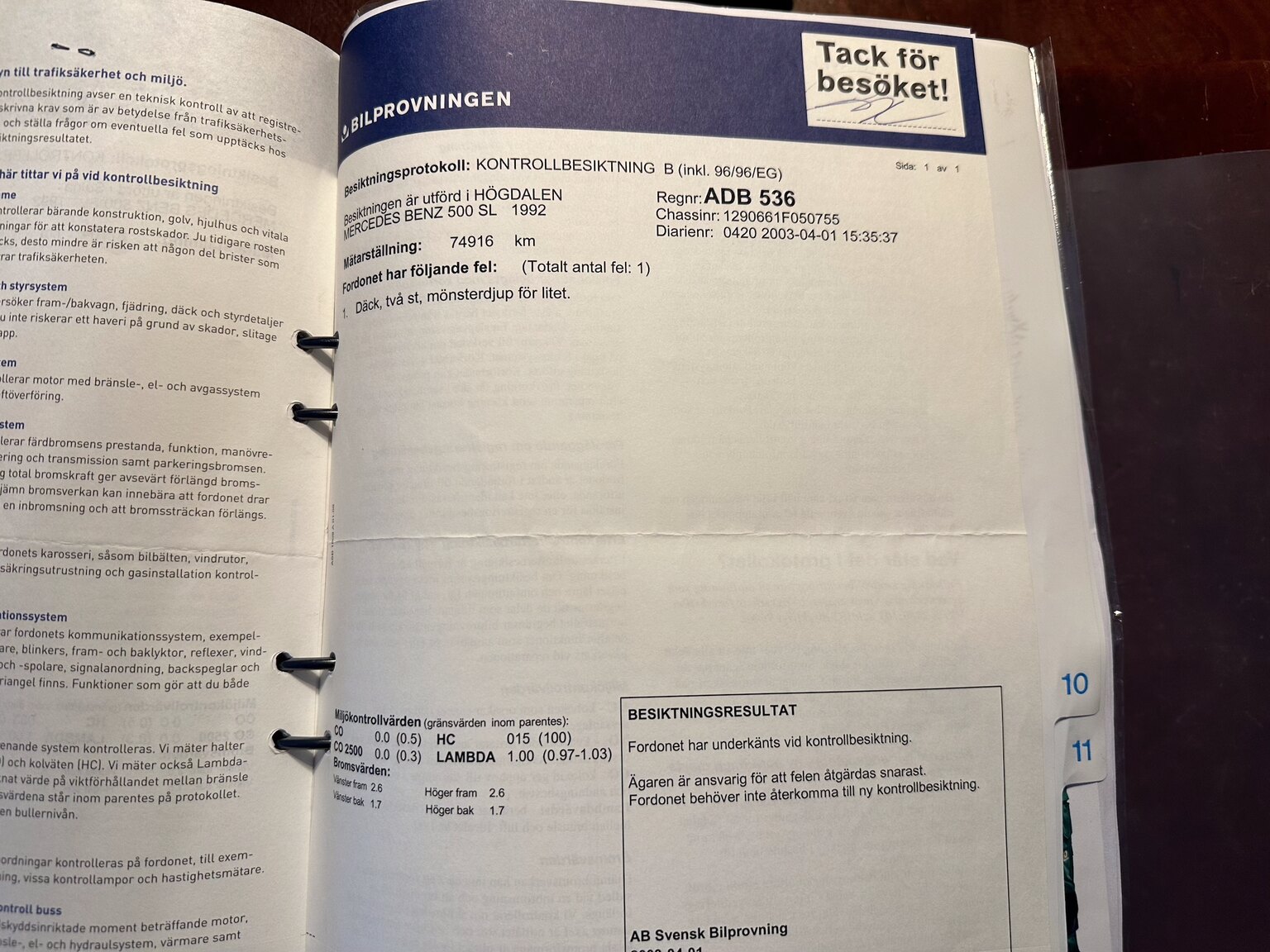 Dokumentation för 1992 Mercedes-Benz SL 500