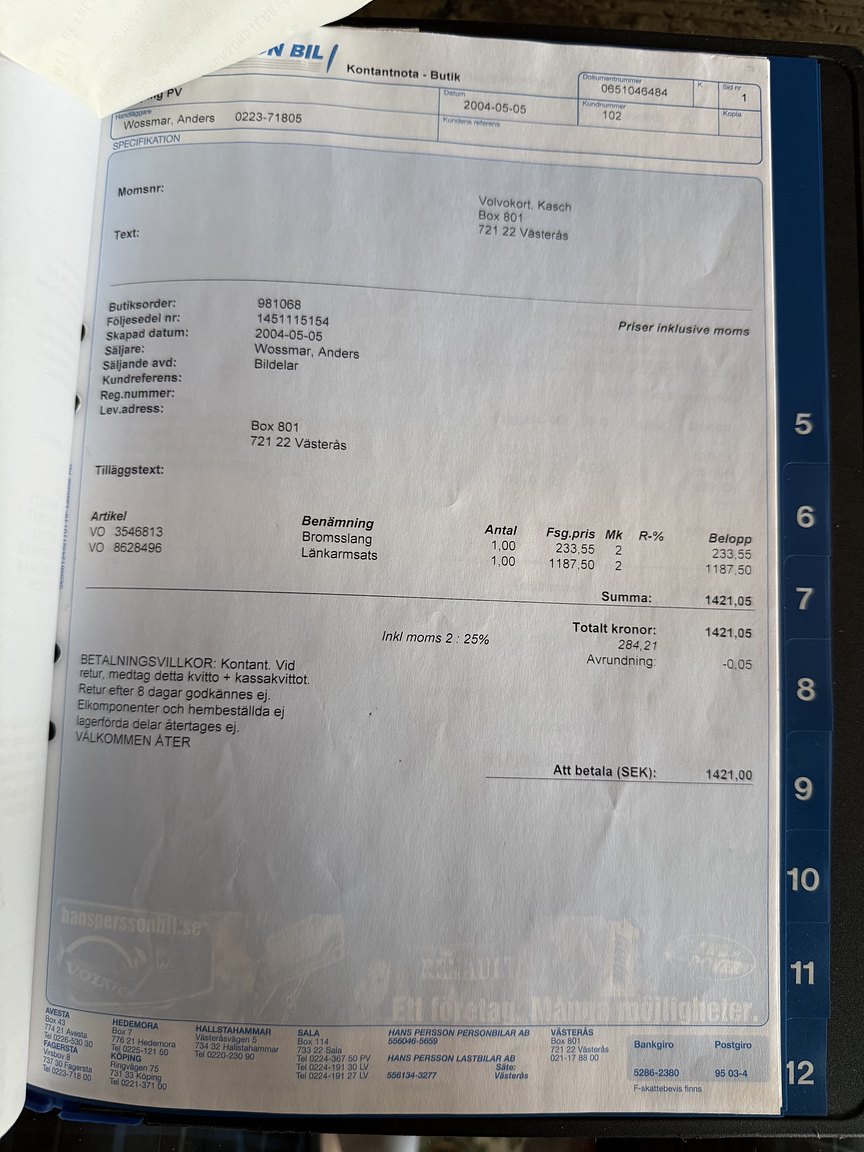 Documentation for 1995 Volvo 850 T-5R