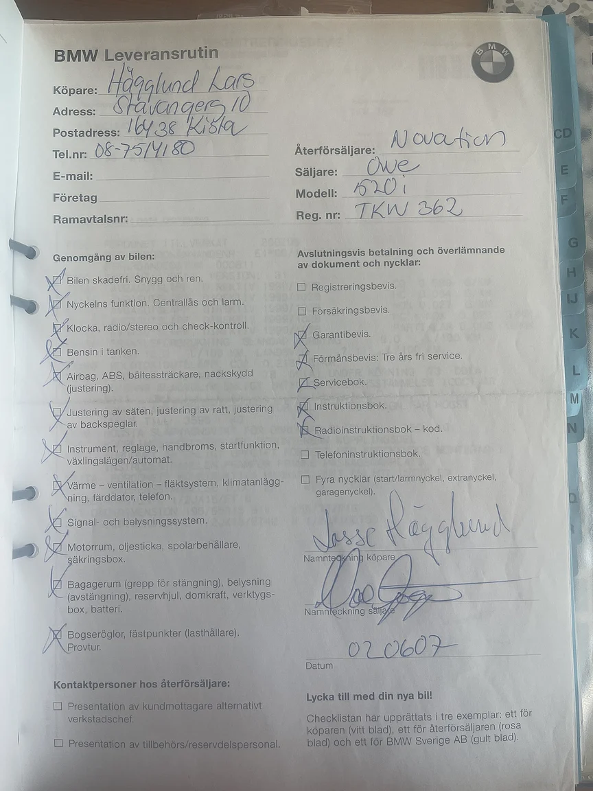 Documentation for 2002 BMW 520i (2)