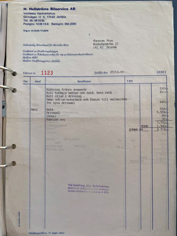 Documentation for 1986 Mercedes 280 GE