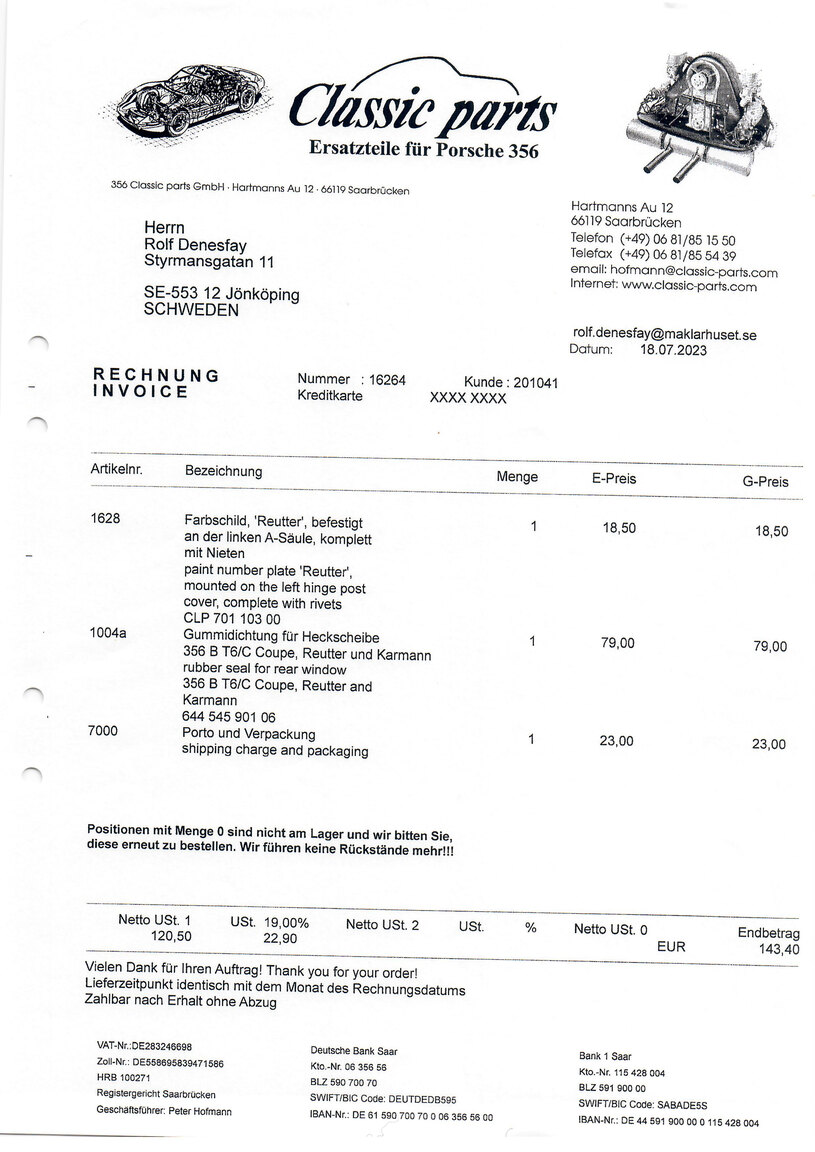 Dokumentation, 1964 Porsche 356 C