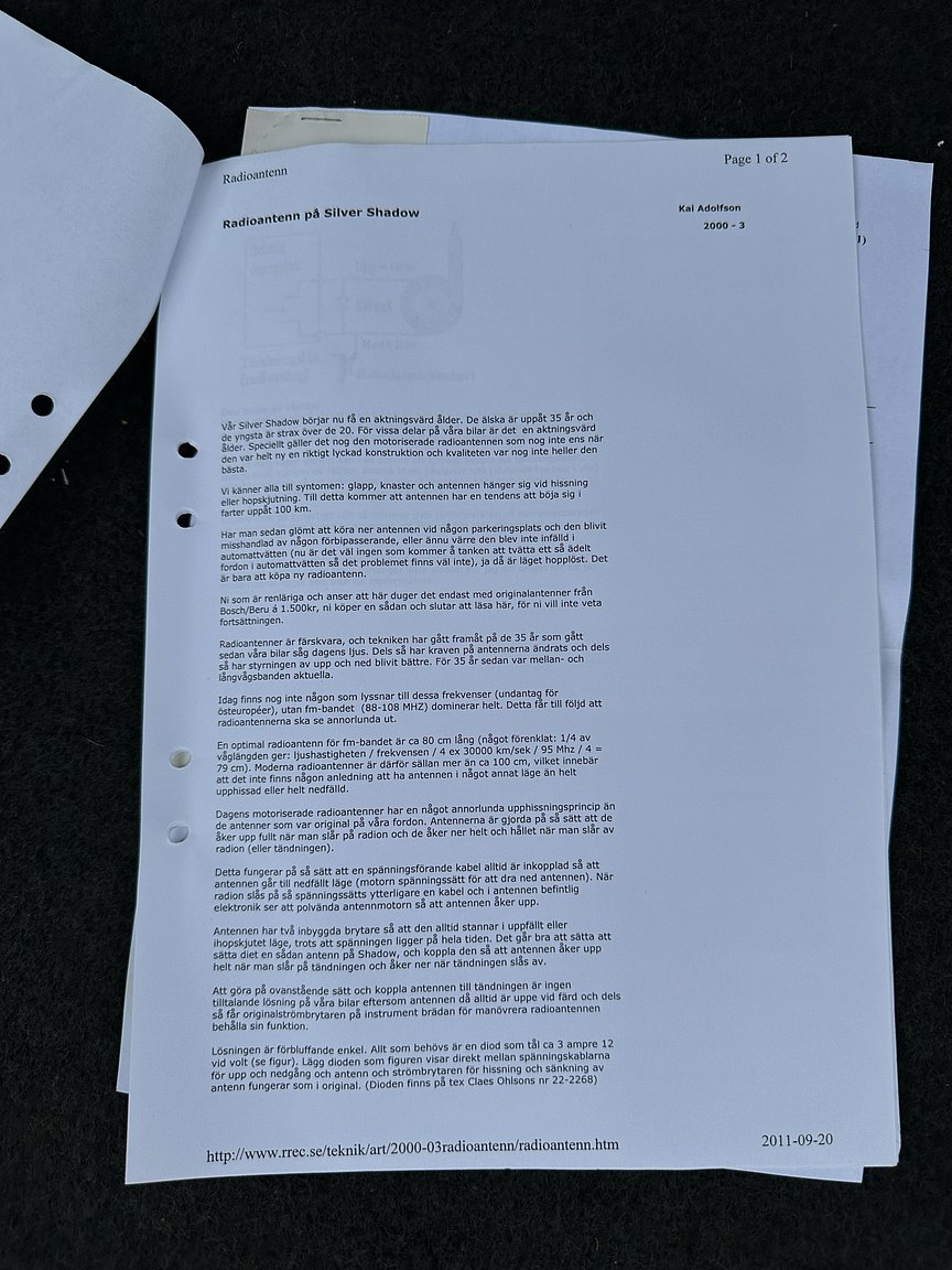Documentation for 1972 Rolls-Royce Silver Shadow
