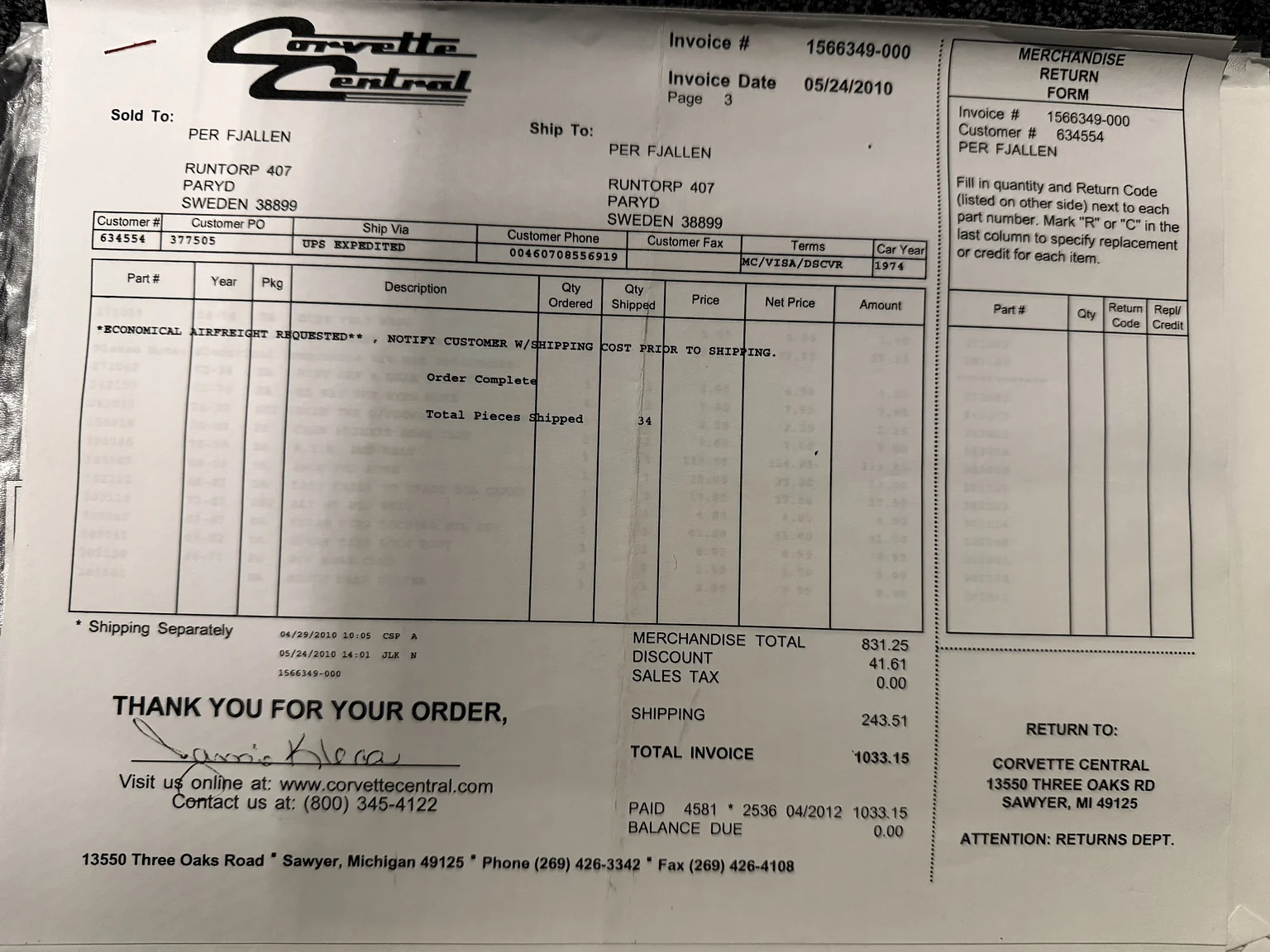 Dokumentation, 1974 Chevrolet Corvette Stingray