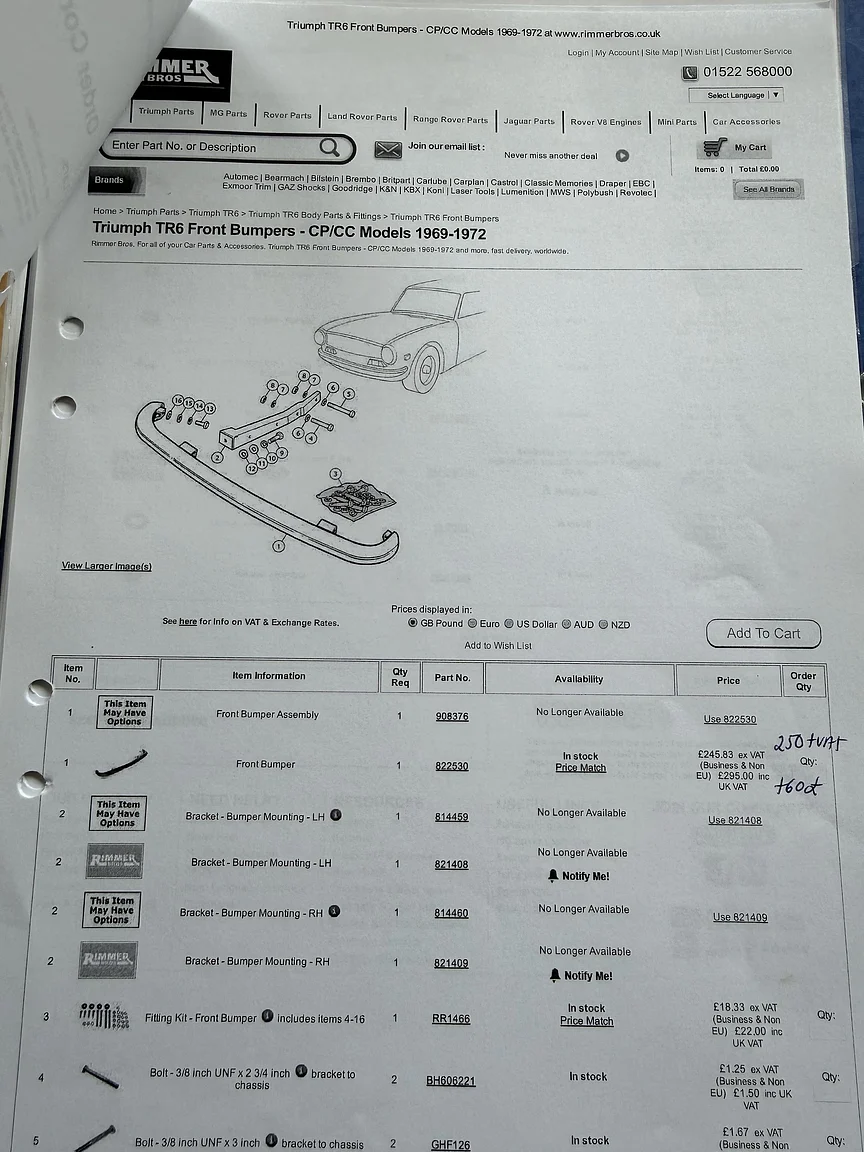 Dokumentation, 1970 Triumph TR6 Hardtop  (9)