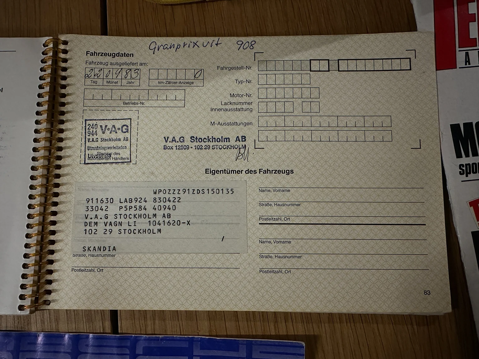 Documentation for 1983 Porsche 911 SC (10)