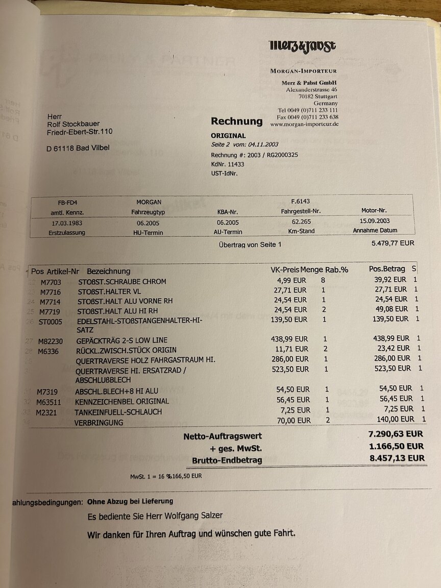 Documentation for 1983 Morgan 4/4