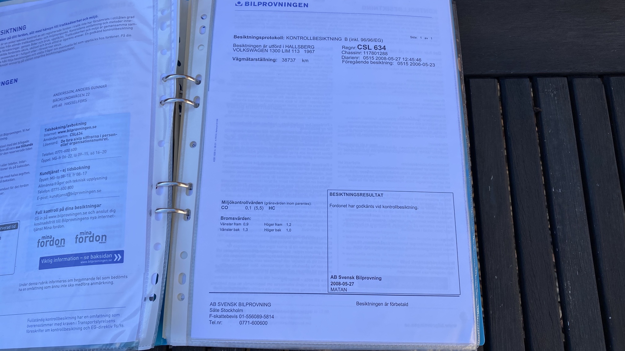 Dokumentation för 1967 Volkswagen Beetle