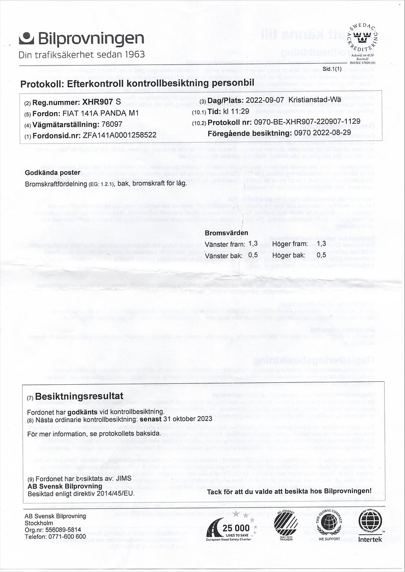 Dokumentation för 1996 Fiat Panda CLX Selecta Tetto Apribile