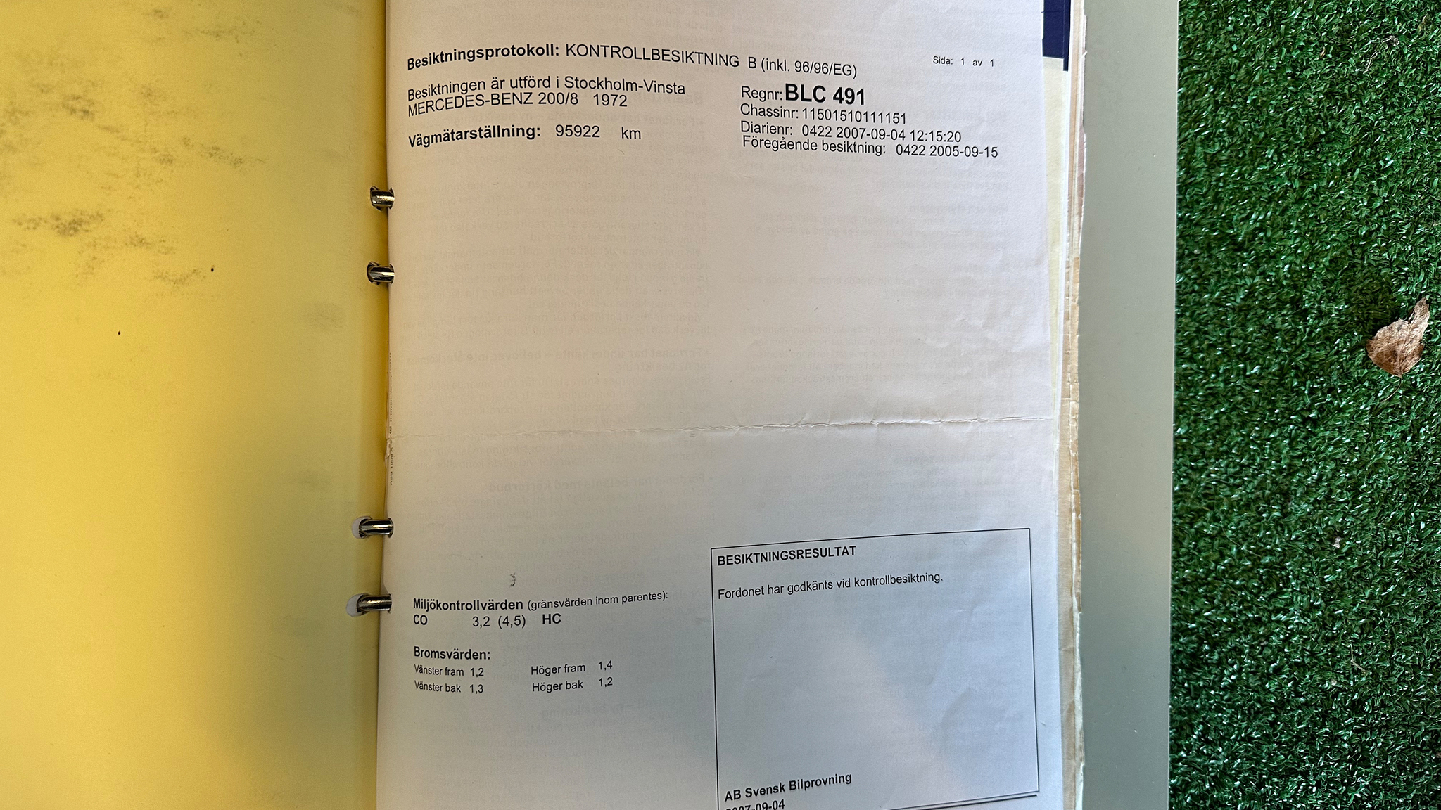 Dokumentation, 1972 Mercedes-Benz 200