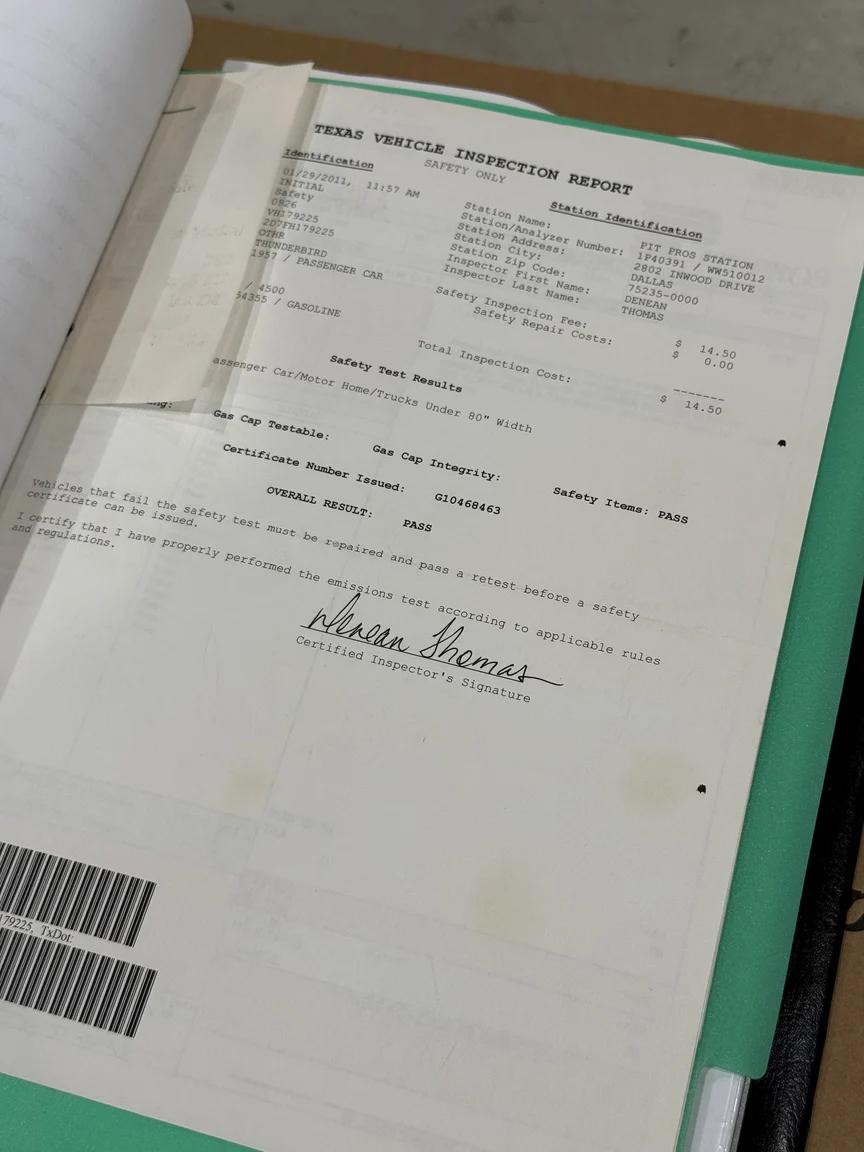 Documentation for 1957 Ford Thunderbird (10)