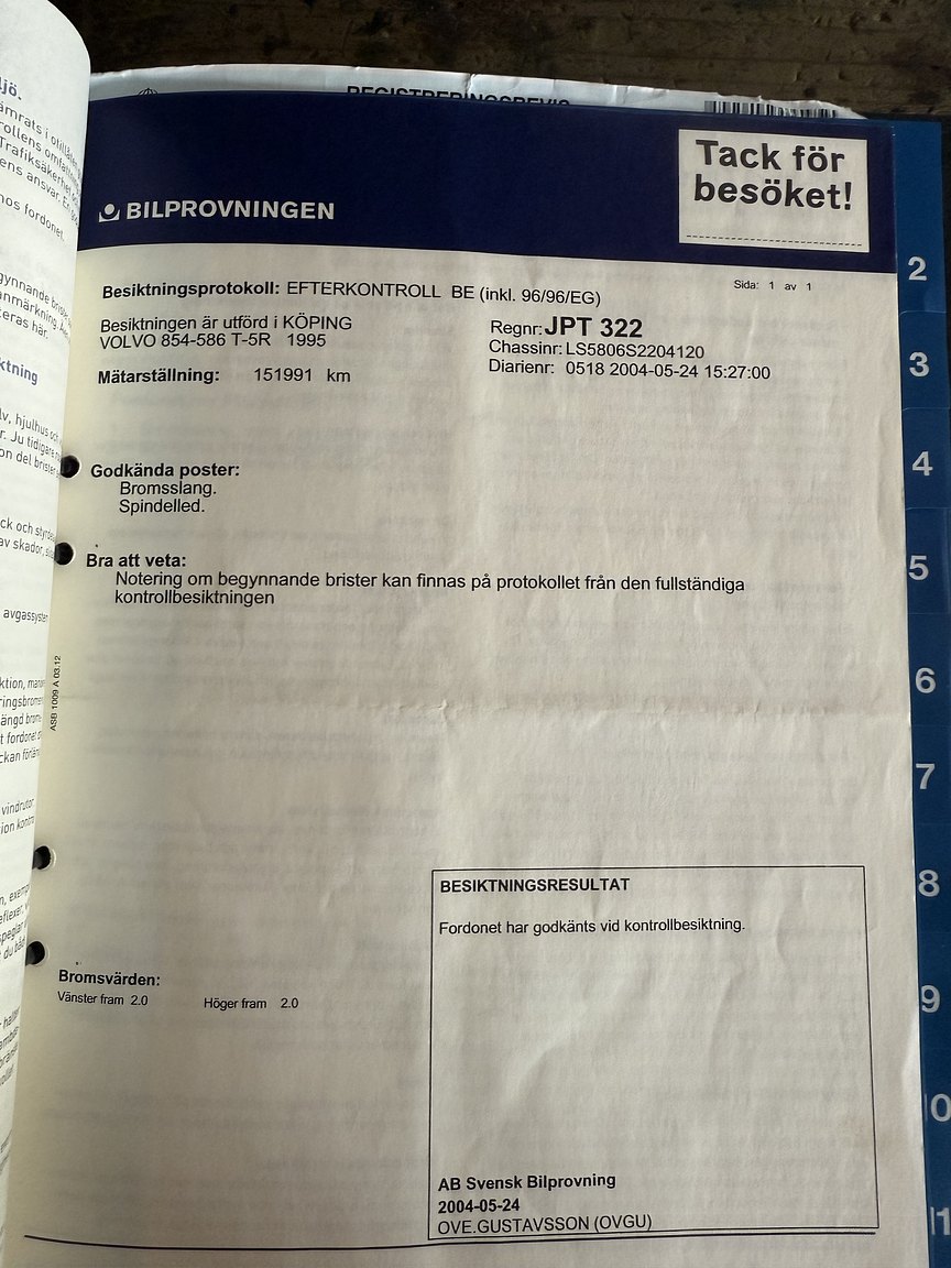 Documentation for 1995 Volvo 850 T-5R