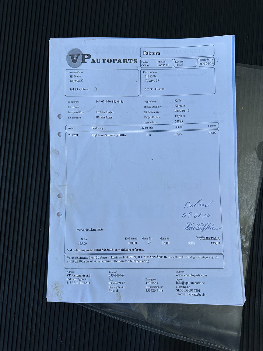 Documentation for 1967 Volvo 144 1.8 