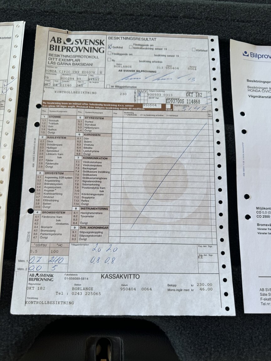 Documentation for 1989 Honda Civic CRX *5082km*