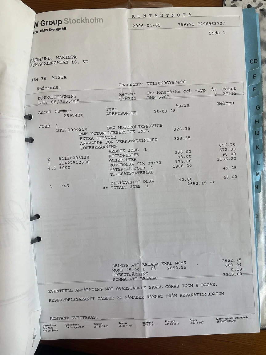 Documentation for 2002 BMW 520i (7)