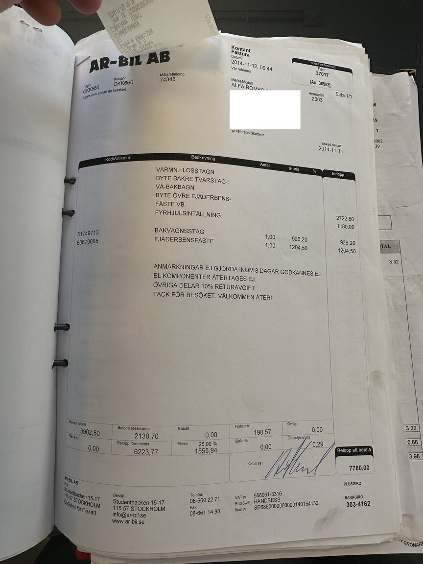 Dokumentation för 2003 Alfa Romeo 147 GTA