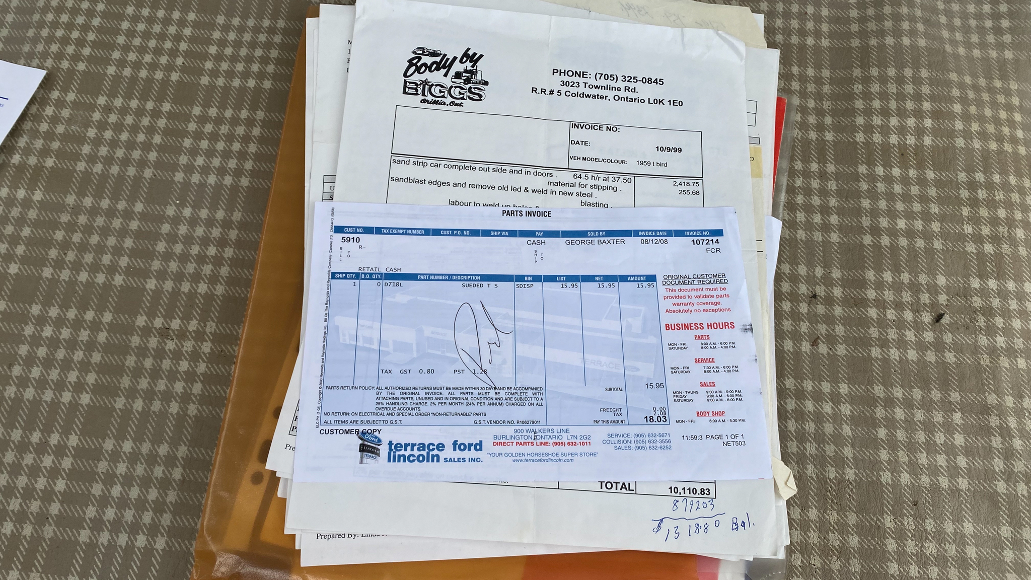 Dokumentation för 1959 Ford Thunderbird hardtop