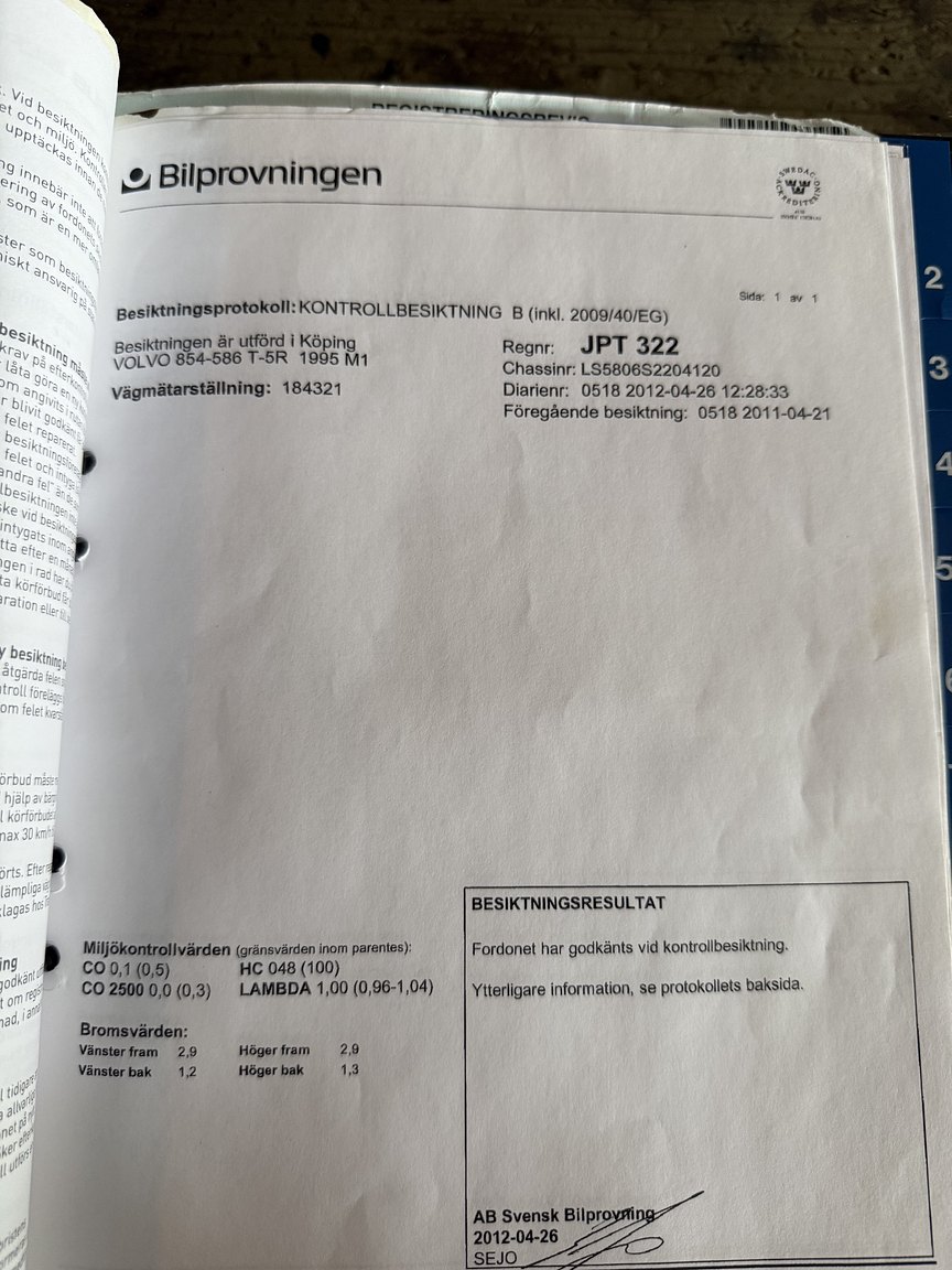 Documentation for 1995 Volvo 850 T-5R