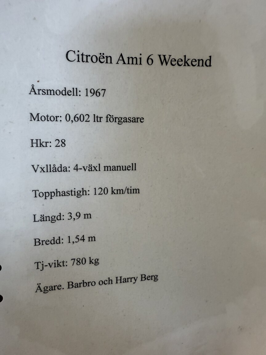 Dokumentation för 1967 Citroën Ami 6 Weekend