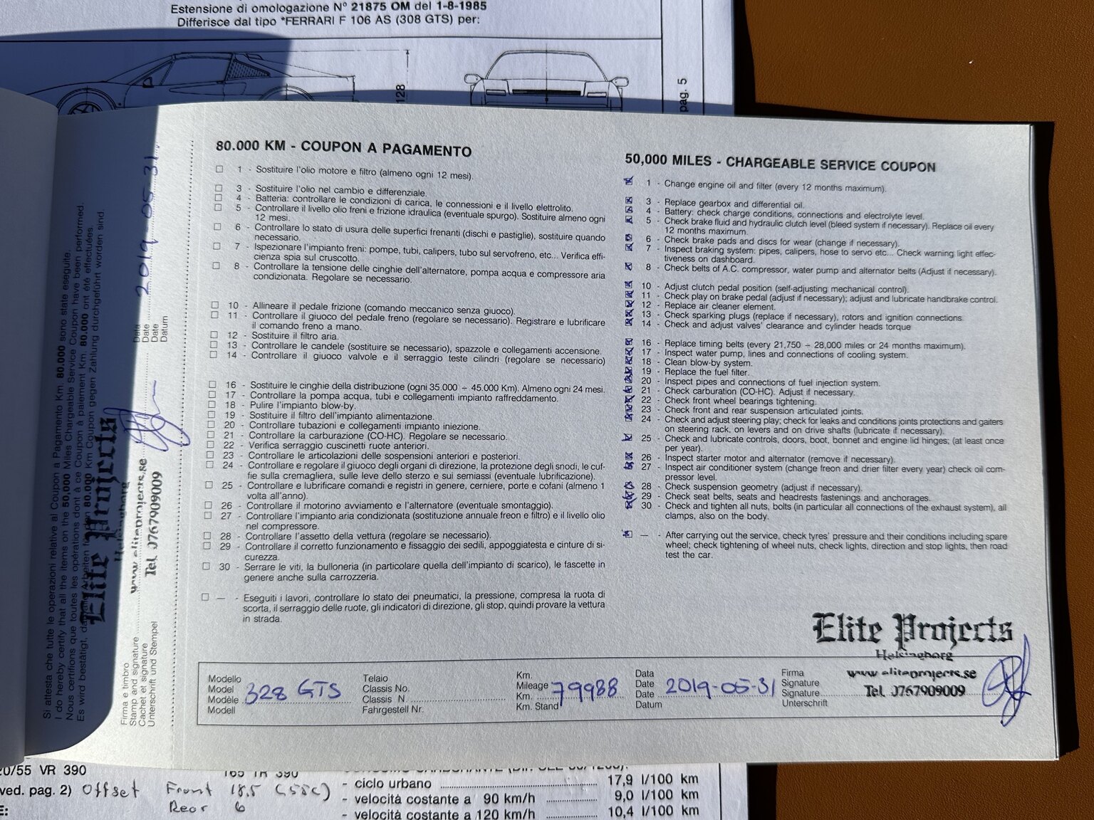 Dokumentation för 1986 Ferrari 328 GTS