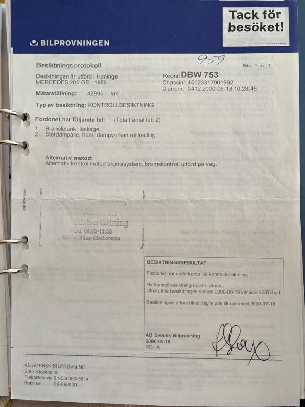 Documentation for 1986 Mercedes 280 GE (21)