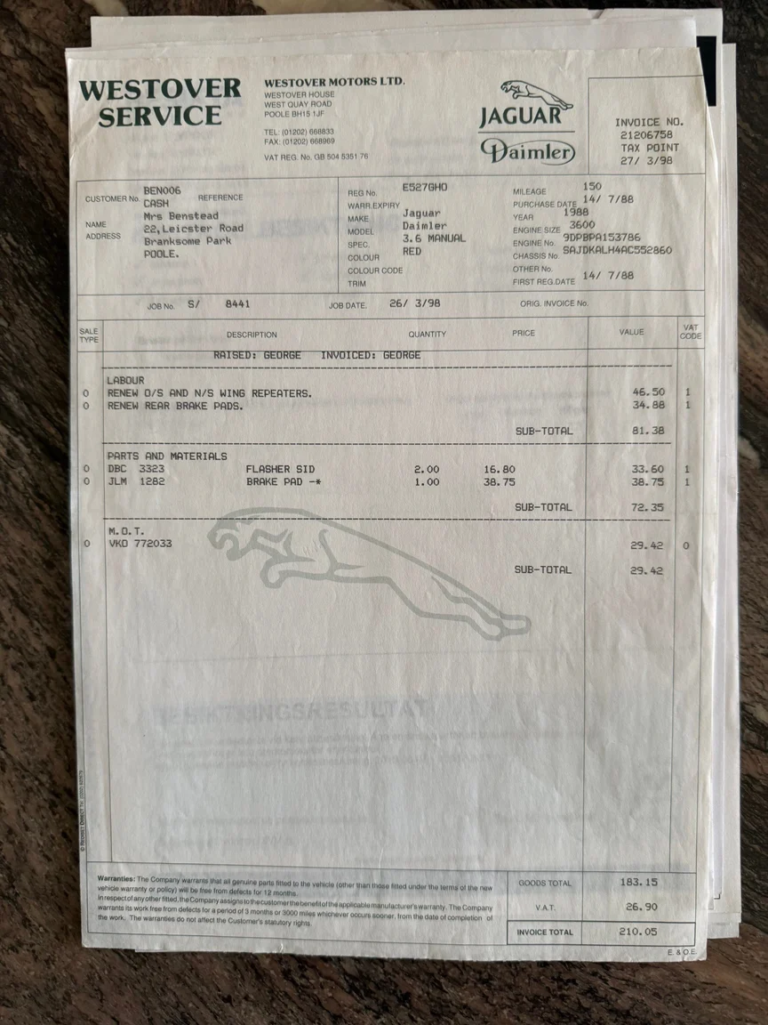 Dokumentation för 1988 Daimler Six (26)