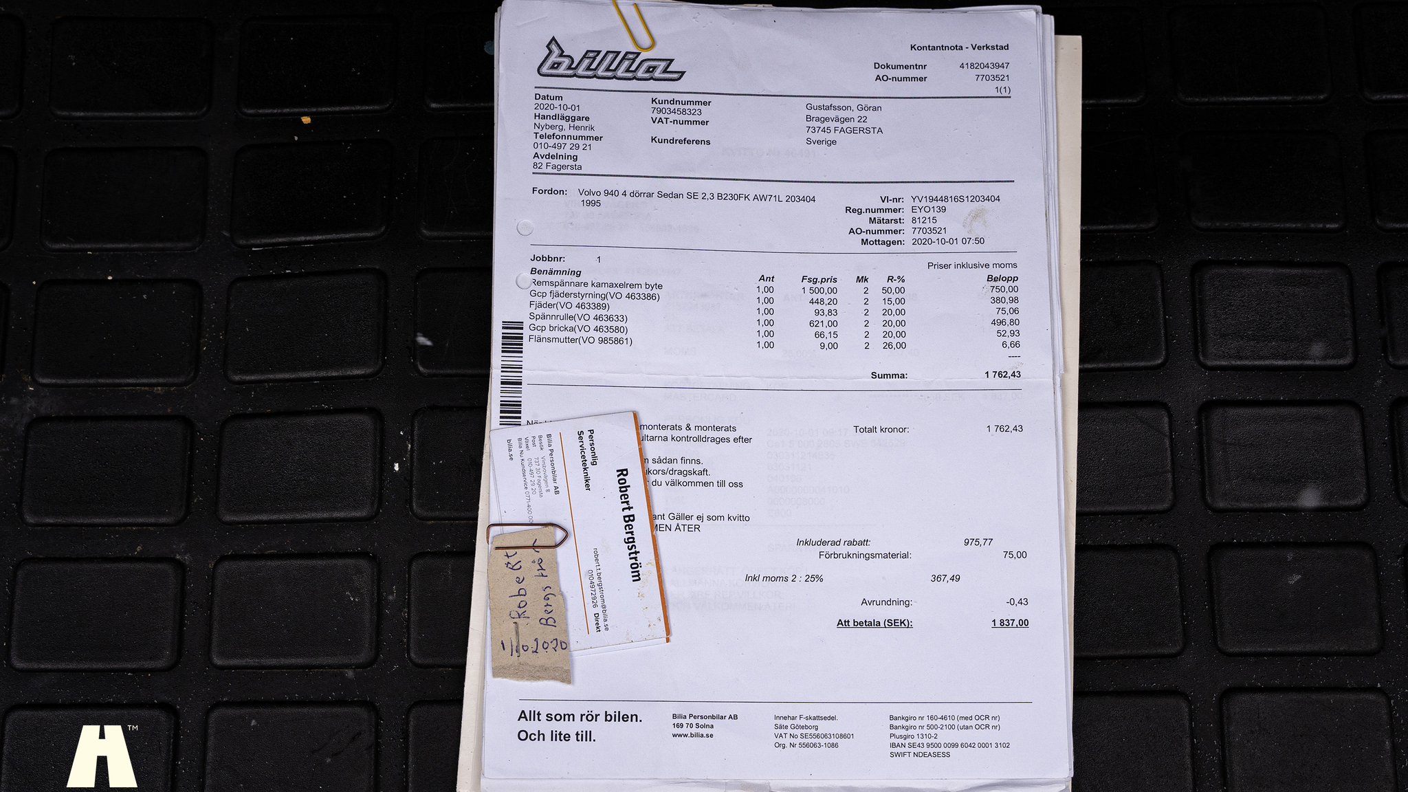 Documentation for 1995 Volvo 940 SE