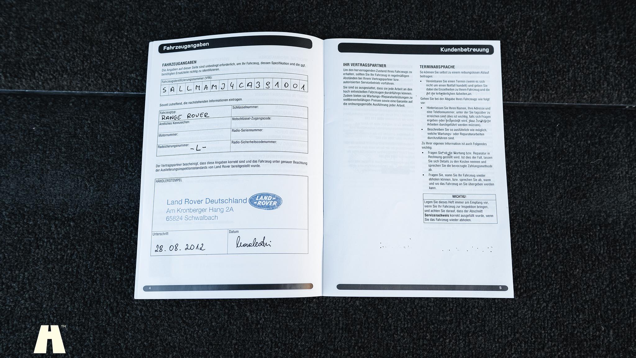 Documentation for 2012 Land Rover Range Rover Westminster TDV8 (L322)