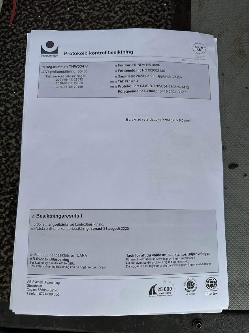 Documentation for 1986 Honda NS400R Rothmans Replica