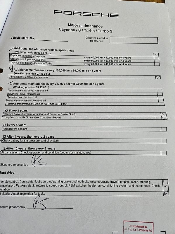 Documentation for 2005 Porsche Cayenne Turbo WLS