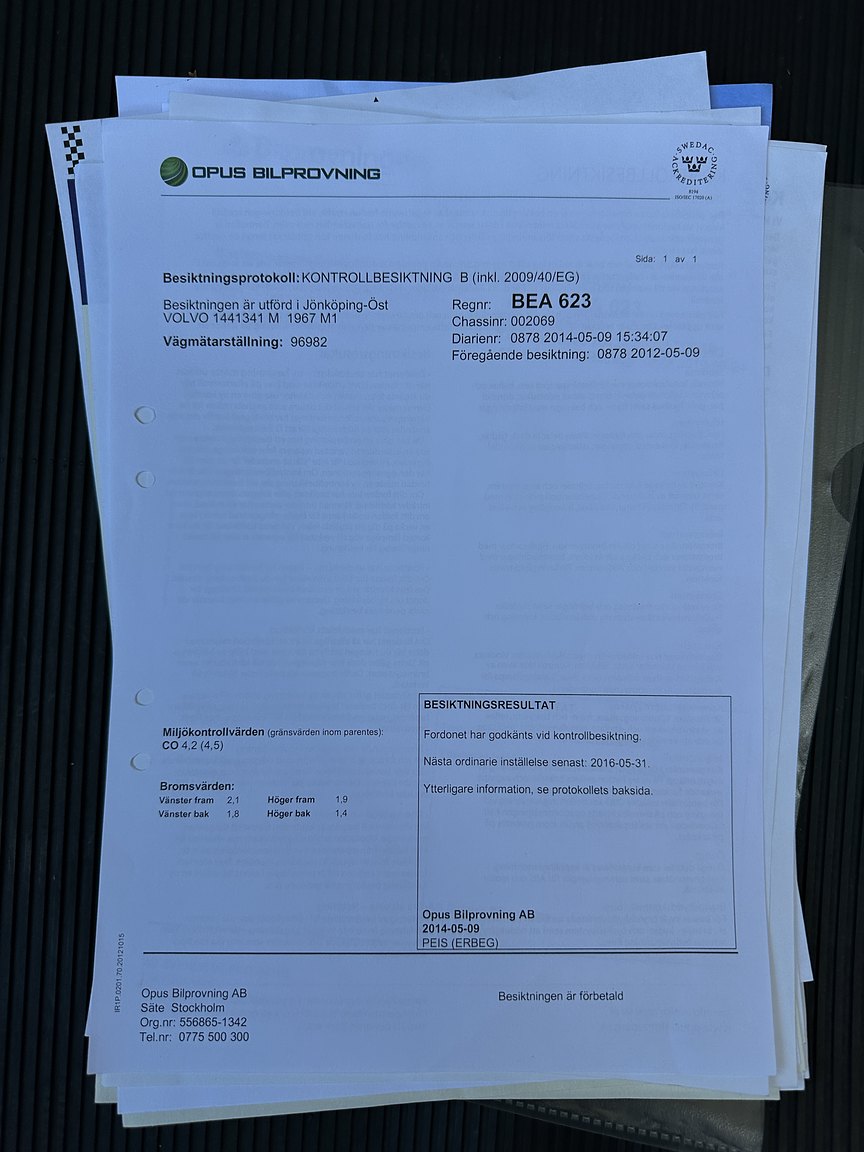 Documentation for 1967 Volvo 144 1.8 