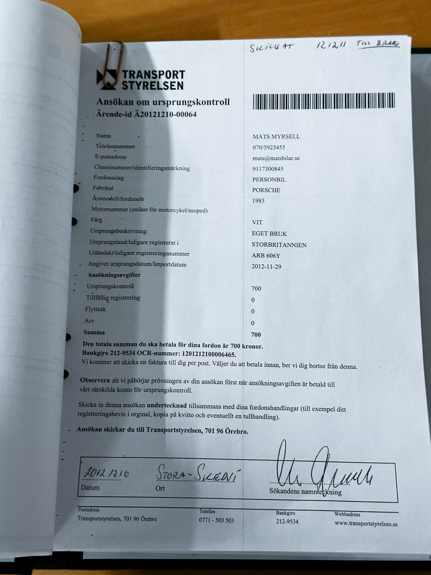 Documentation for 1977 Porsche 911 RSR Rallycar
