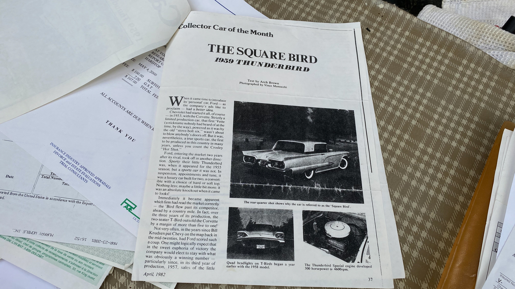 Dokumentation för 1959 Ford Thunderbird hardtop