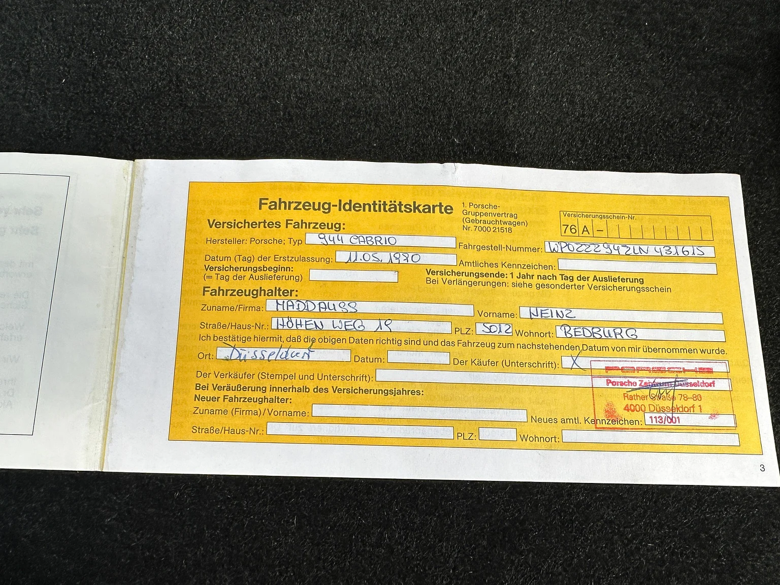 Documentation for 1990 Porsche 944 S2 Cabriolet  (28)