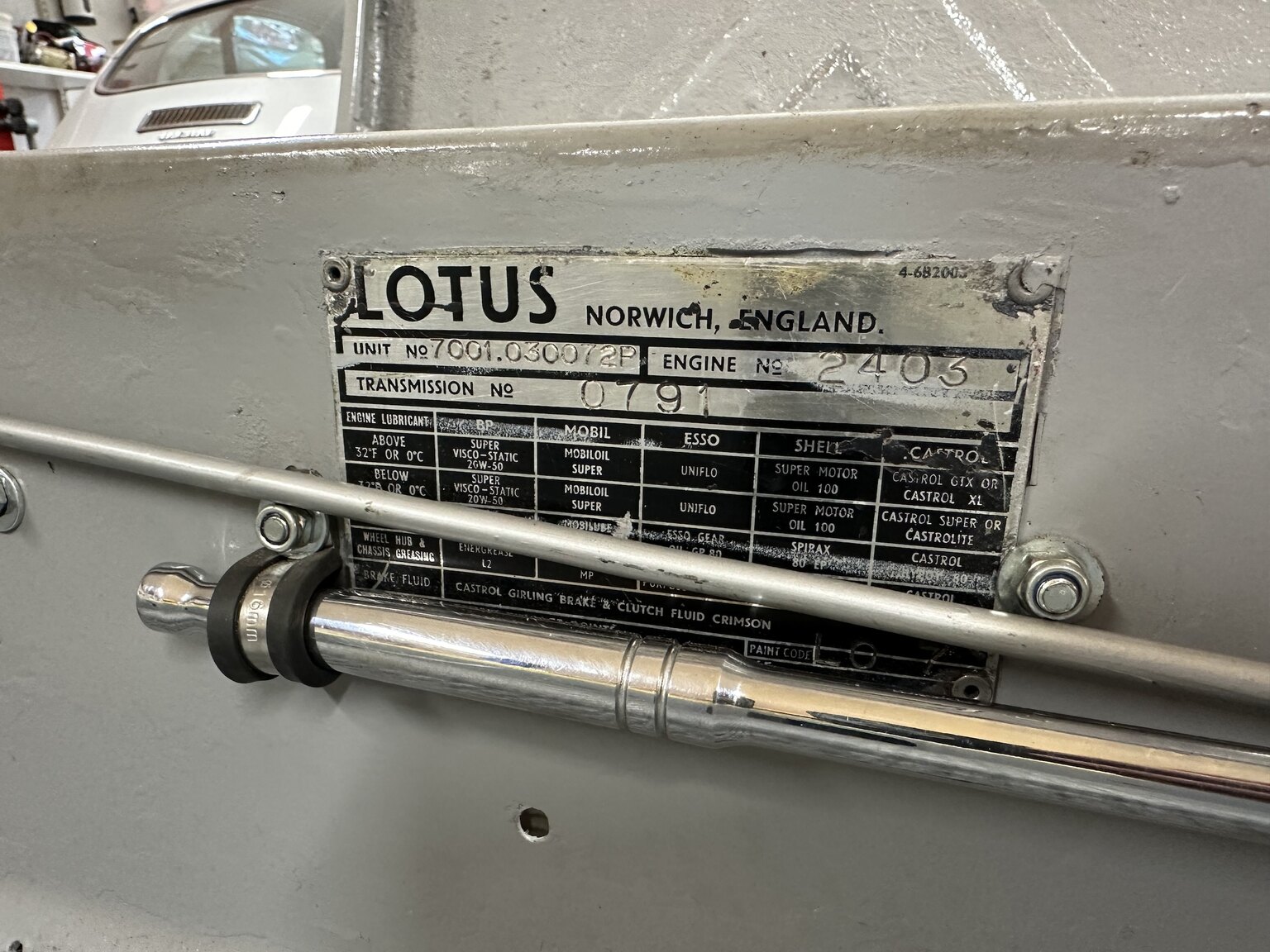 Innenraumfoto von 1970 Lotus Europa S2