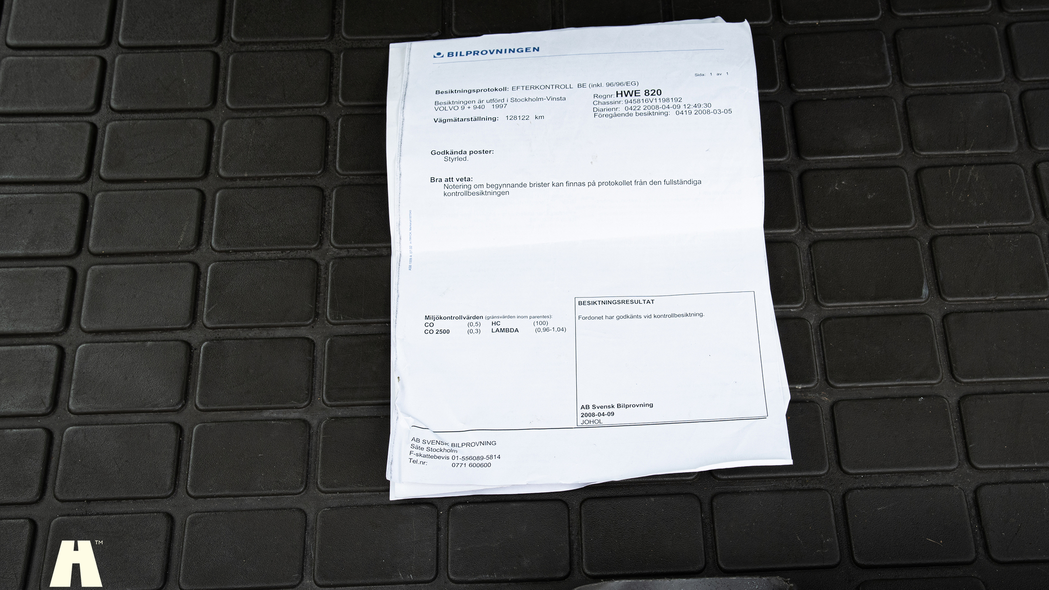 Dokumentation för 1997 Volvo 945 