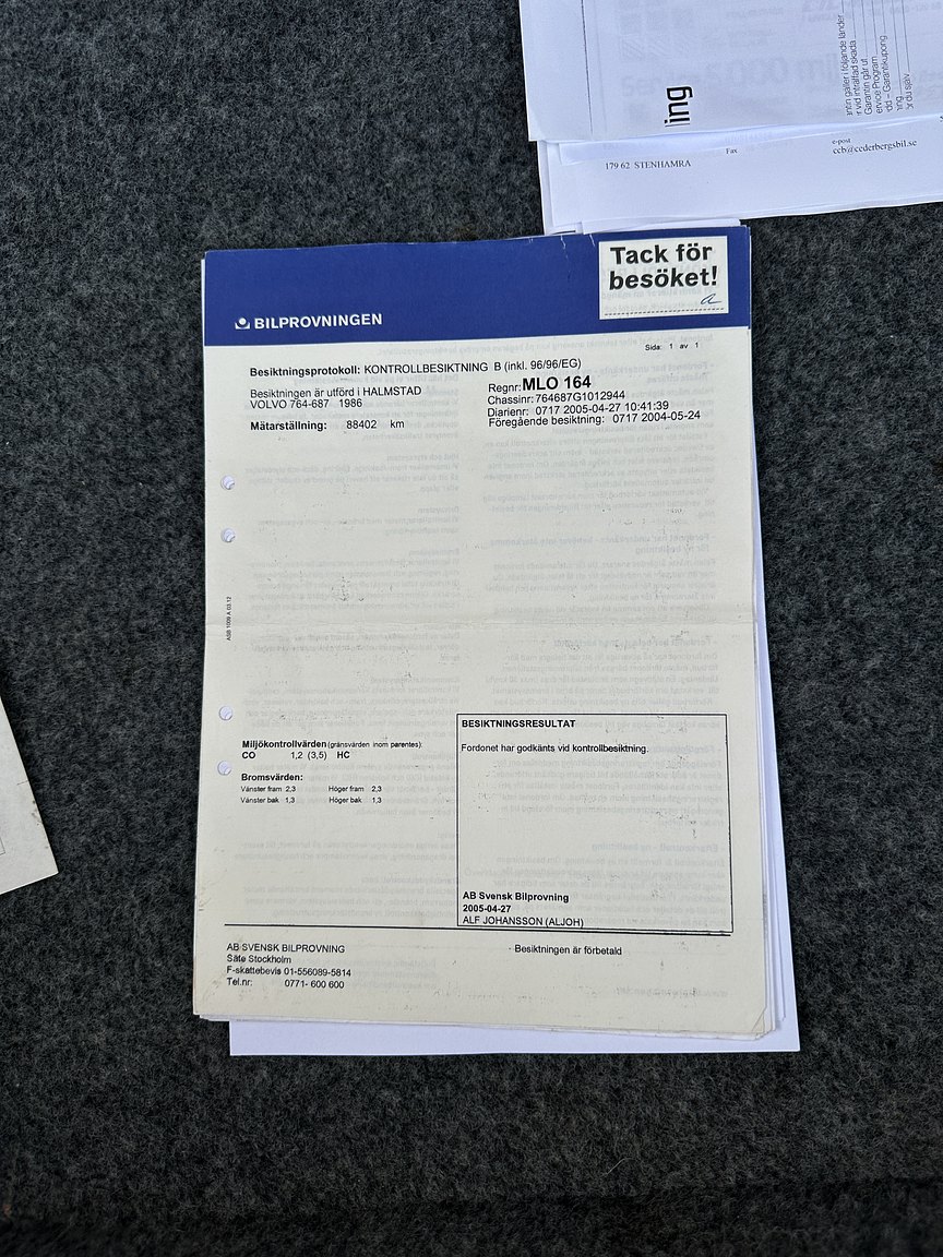 Dokumentation för 1986 Volvo 760 GLE 2.8 V6 Automatisk