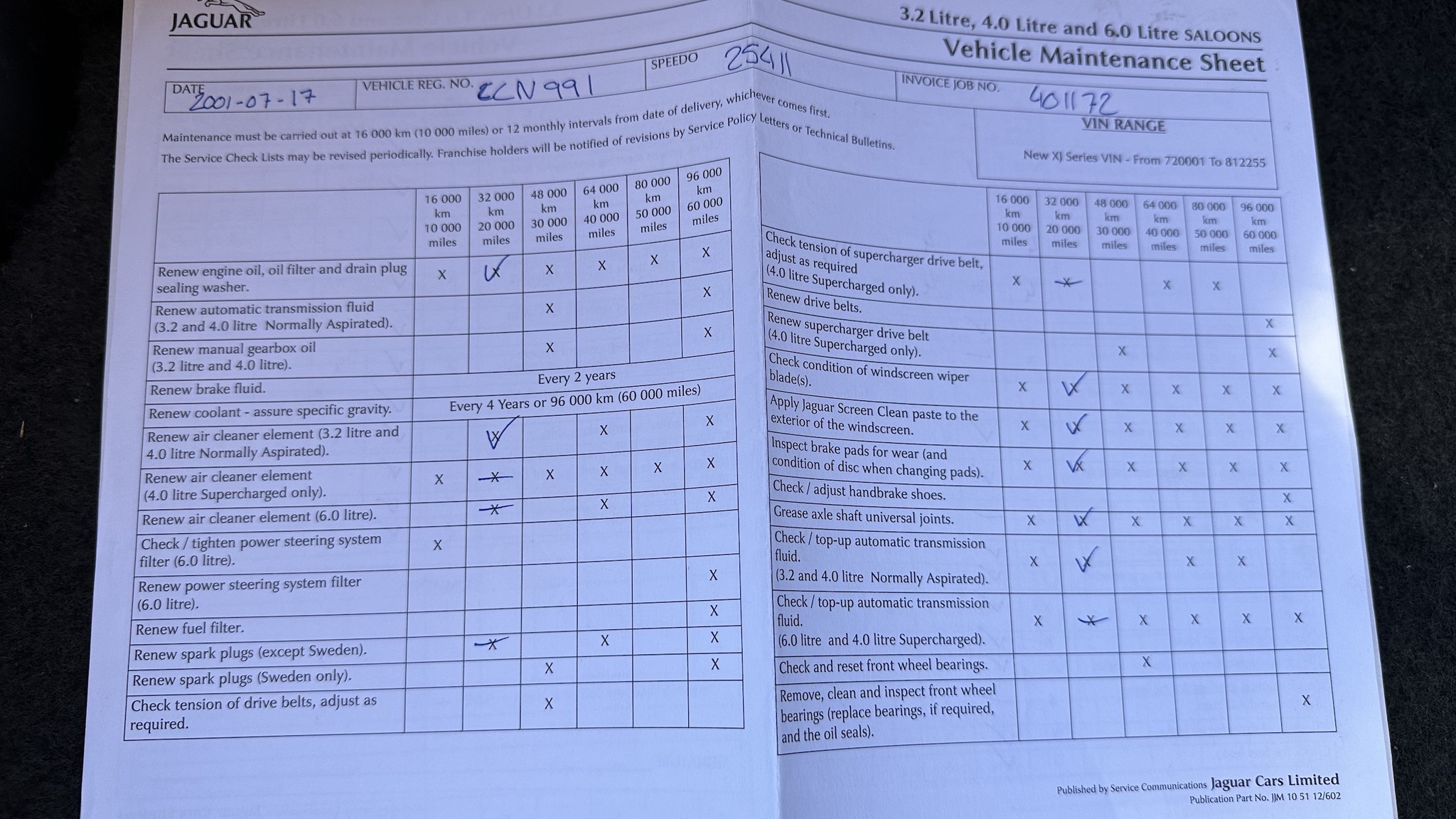 Dokumentation för 1997 Jaguar XJ 4.0 Executive