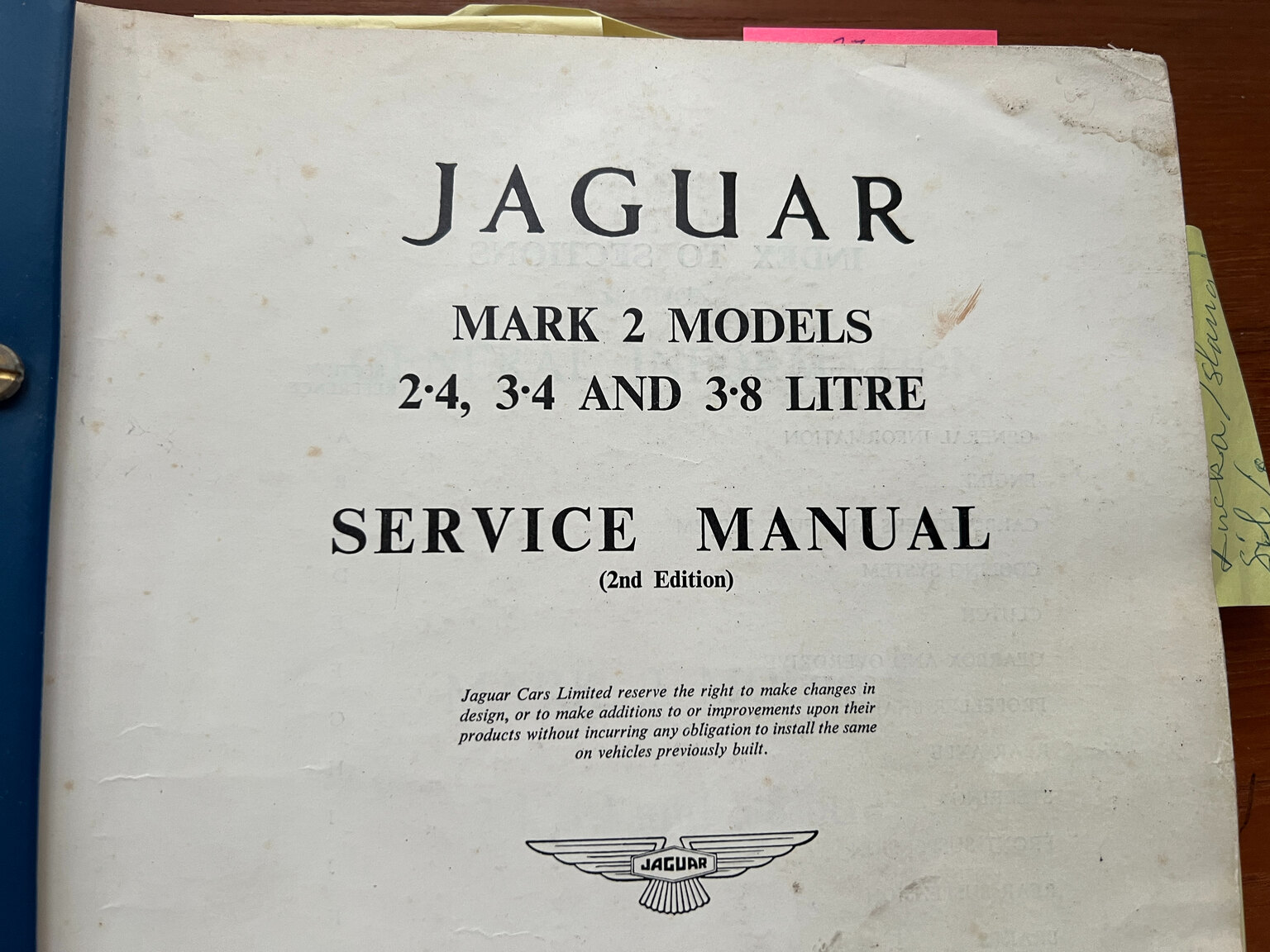 Documentation for 1963 Jaguar Mark II 3.8 Litre