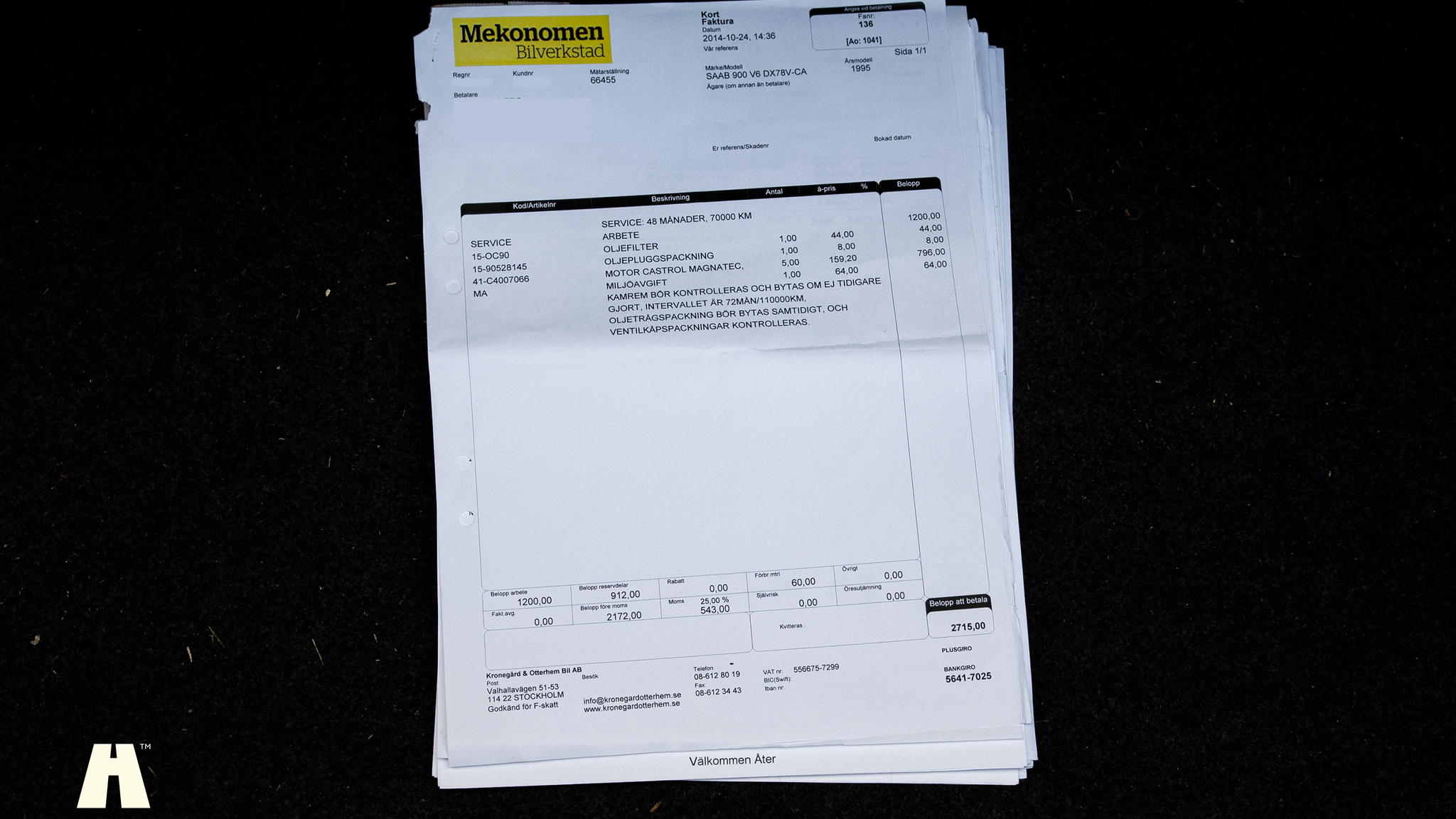 Dokumentation för 1995 SAAB 900 SE V6 Automat