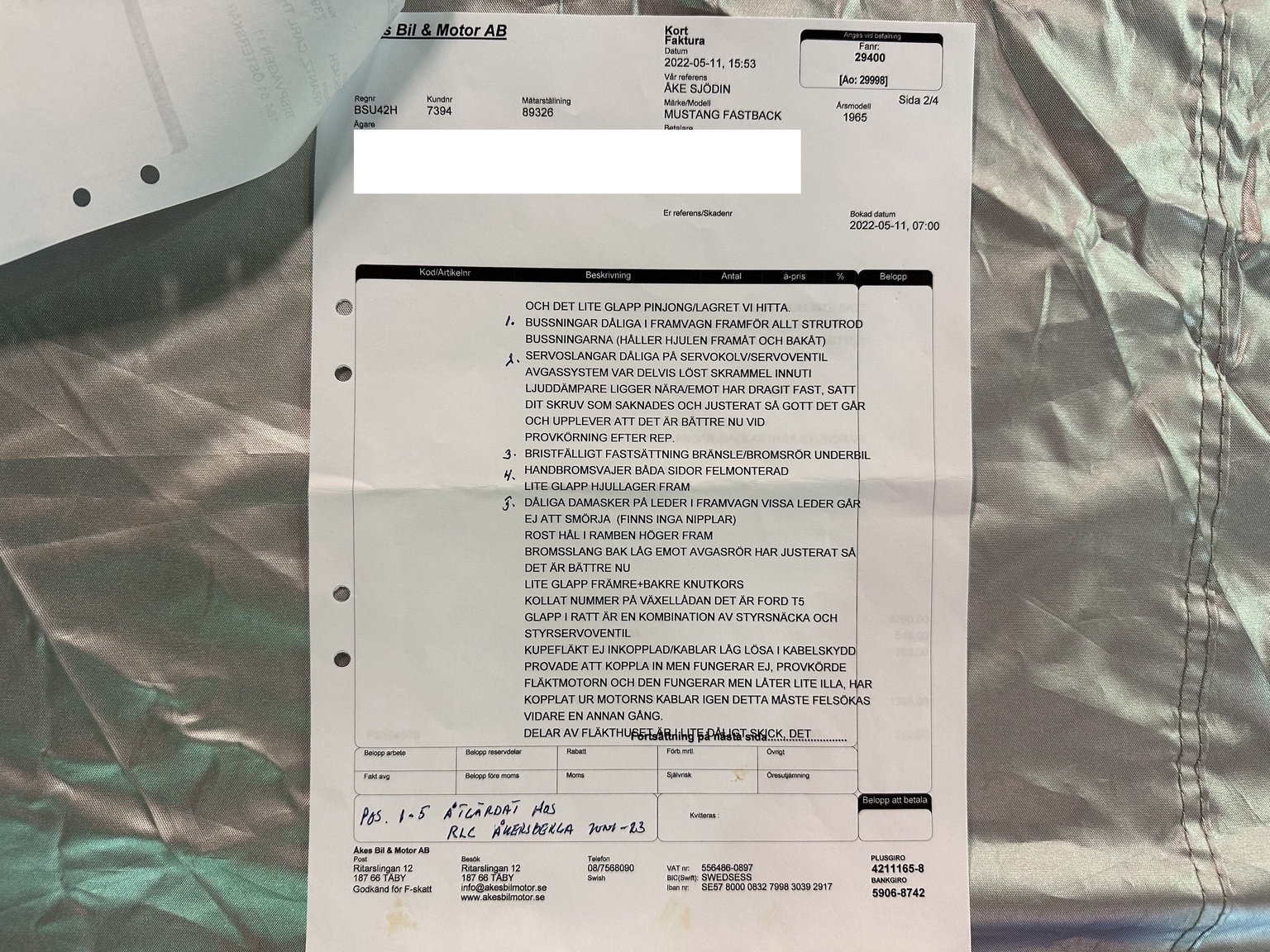 Documentation for 1965 Ford Mustang 289 Fastback (3)