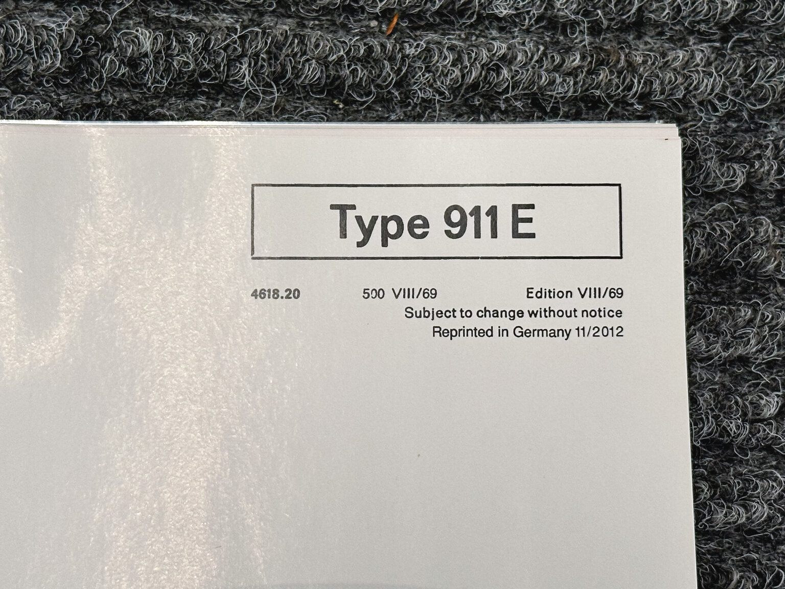 Dokumentation för 1970 Porsche 911 E Targa