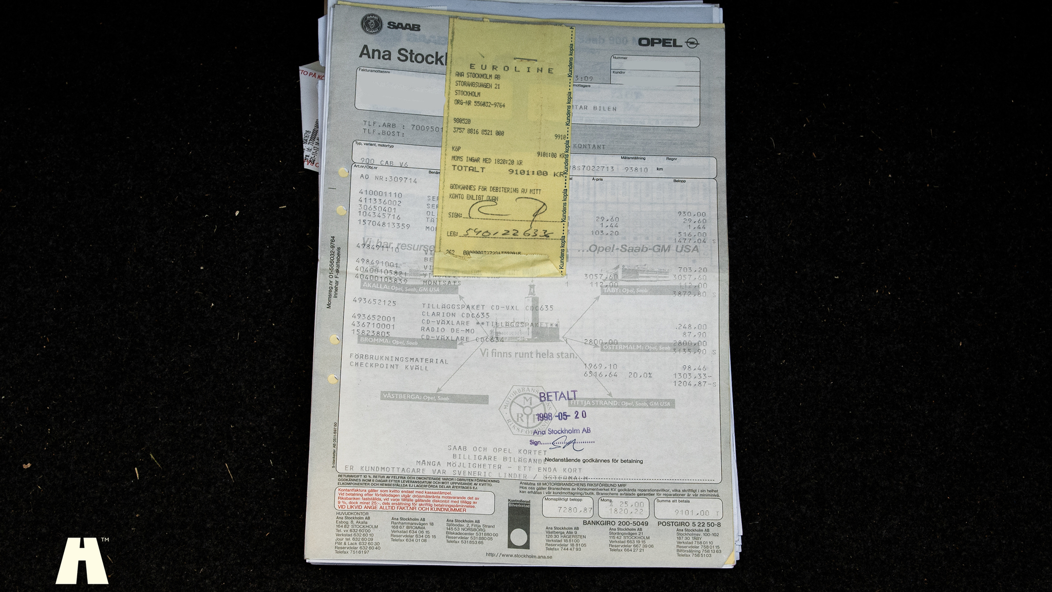 Dokumentation för 1995 SAAB 900 SE V6 Automat