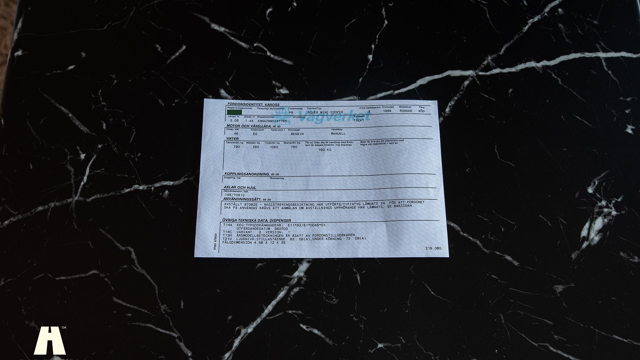 Documentation for 1998 Mini Cooper