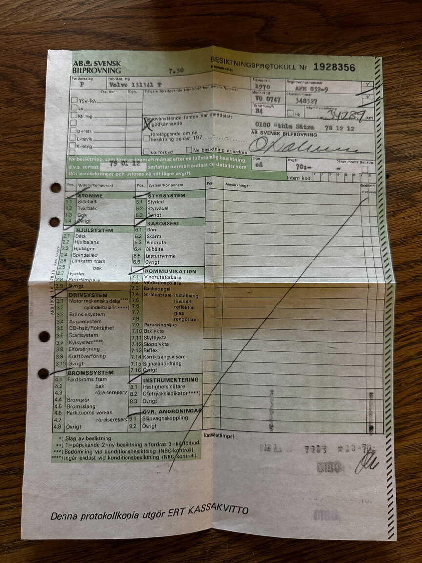 Documentation for 1970 Volvo Amazon 