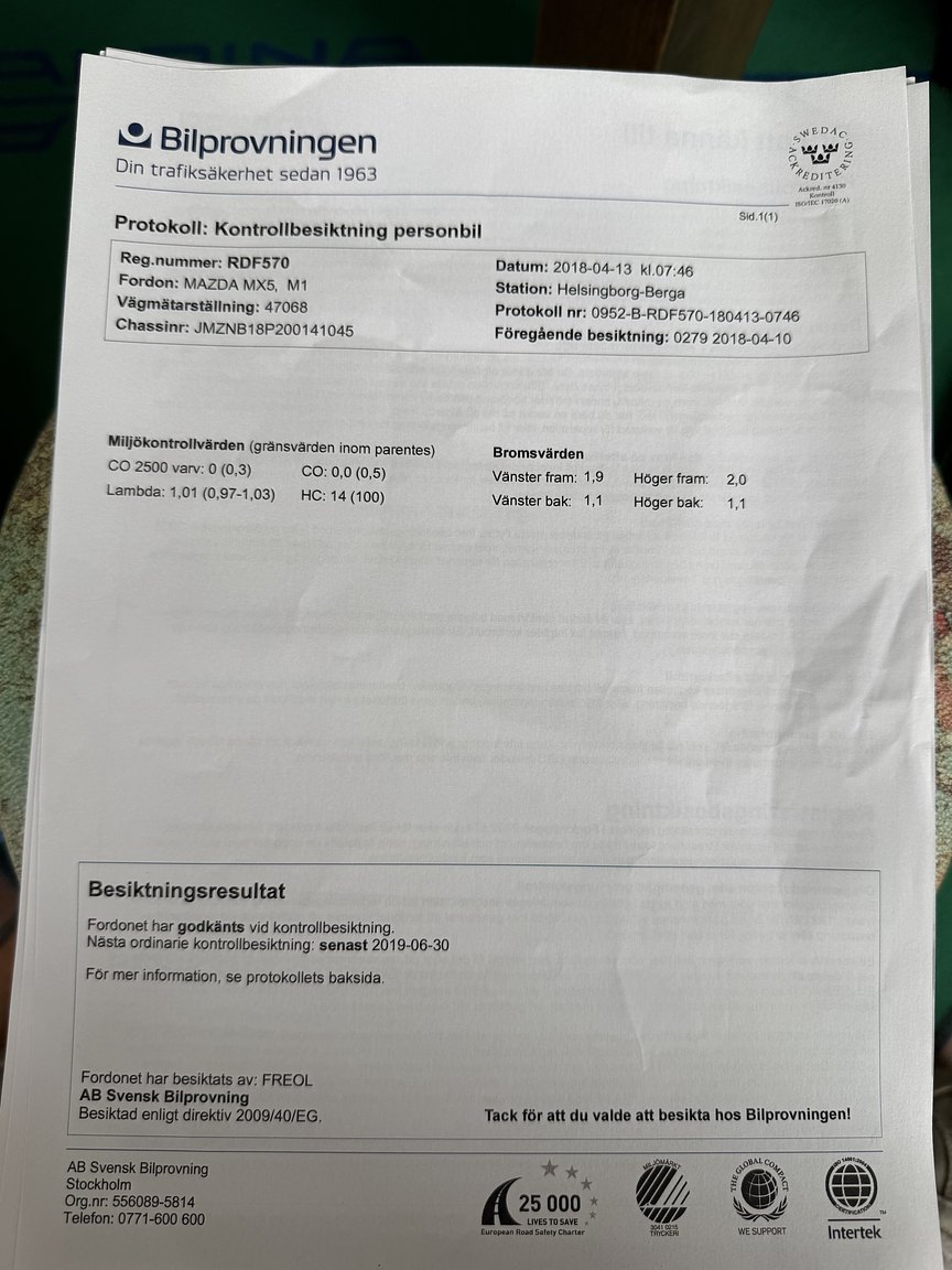 Dokumentation för 1999 Mazda MX-5